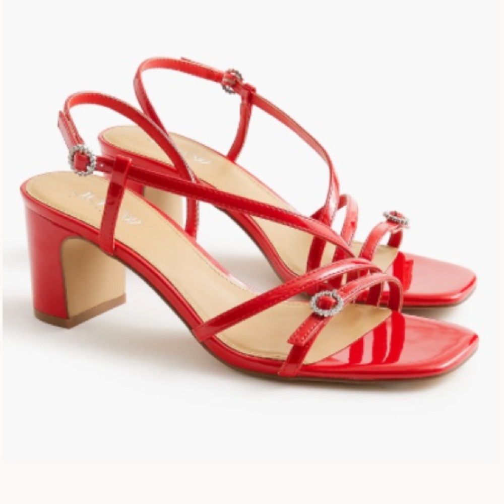New: J Crew Strappy Heeled Sandal in Spectum Red. Size 8.5